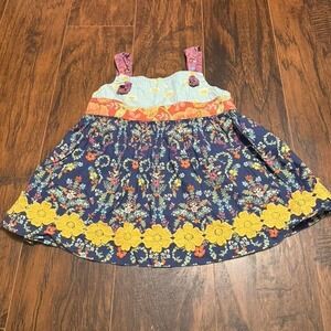 Matilda Jane Secret Fields Floral Dress Girls 4T Cottagecore Boho Ruffle